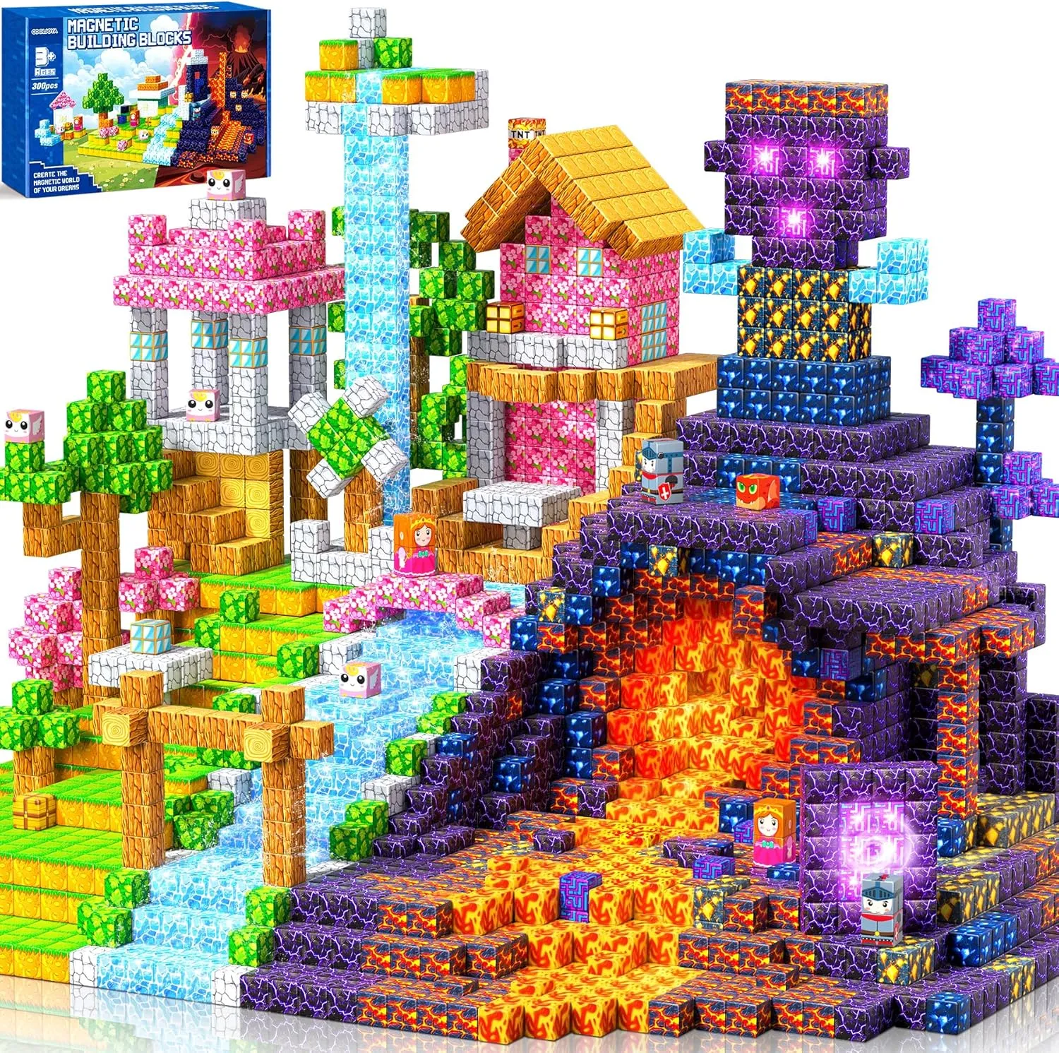 Magnetische Bausteine, 300 Teile Magnetbausteine ab 4 Jahre, Ostern Geschenke Kinder, Magnetische Bauwelt Spielzeug Magnetblöcke für Kinder ab 3 4 5 6 7 8 9 Jahre